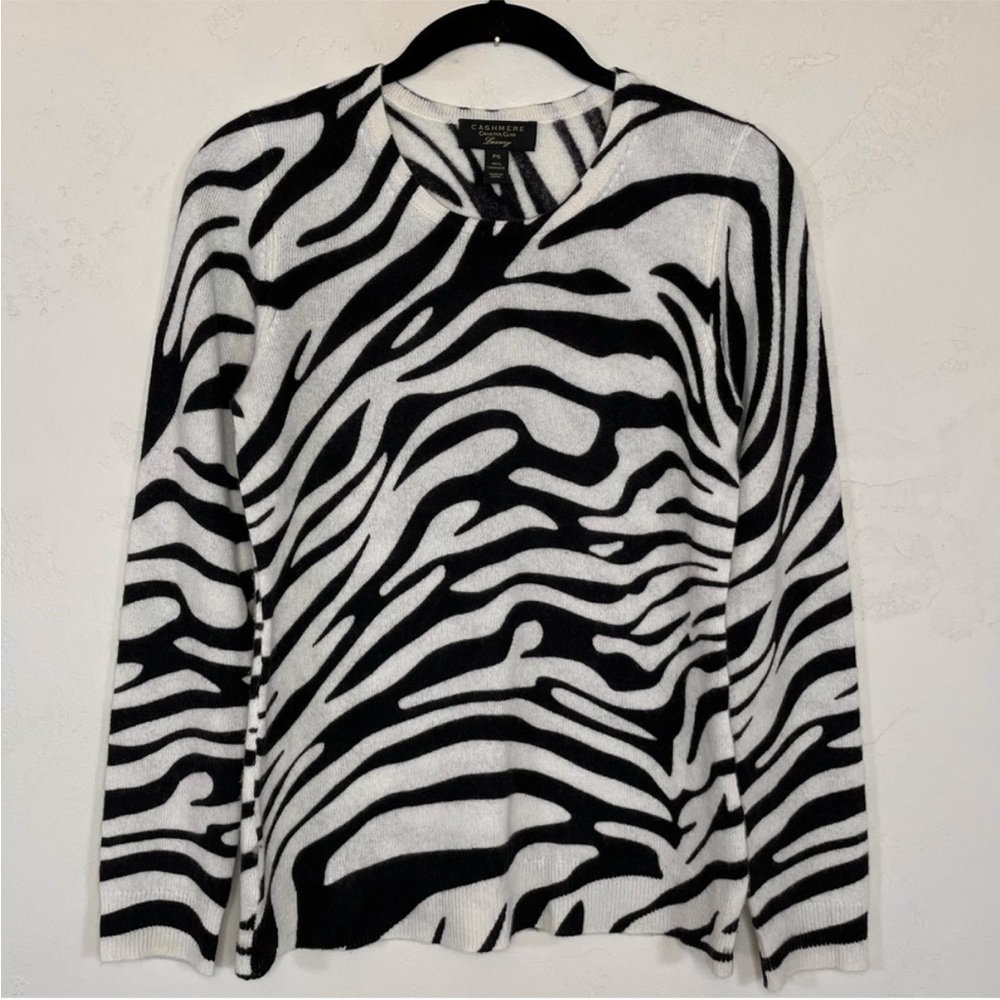 Charter Club Luxury 100% Cashmere Zebra Animal Print Sweater